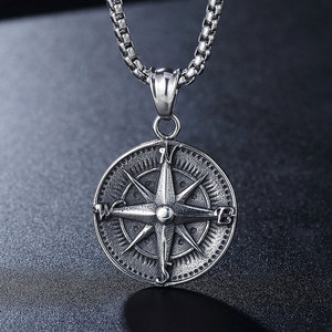船舵星符项链男潮嘻哈欧美个性街头钛钢吊坠卫衣挂件搭配衣服配饰