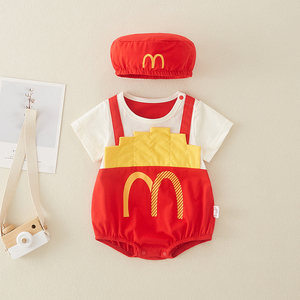 麦当劳衣服婴儿夏季连体衣小月龄男宝宝夏装外出服满月新生儿抱衣
