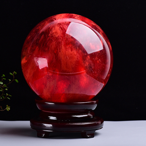 天然红水晶球熔炼水晶摆件家居客厅玄关办公室工艺品开业礼品