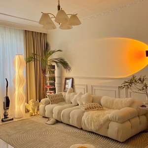 羊羔绒ins奶油风懒人沙发小户型客厅方模块简约网红组合布艺沙发