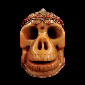 尼泊尔藏传密宗佛教尸陀林宁玛派水晶骷髅头精品摆件包邮