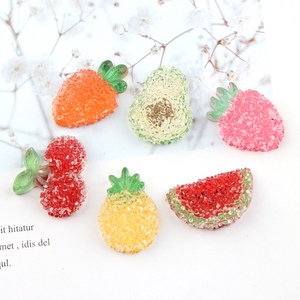 樱桃草莓菠萝水果满钻儿童头饰皮筋发夹树脂DIY配件材料包