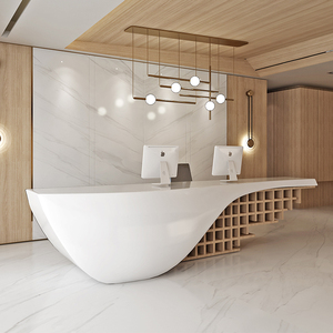 简约现代吧台美容院收银台机构创意咨询台烤漆玻璃钢接待前台公司