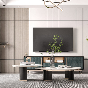 轻奢现代实木卧室客厅沙发电视背景墙木饰面板简约格栅护墙板定制