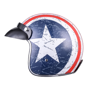 美国队长哈雷头盔摩托车半盔复古电机车胖子大头3