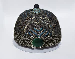 原创清代地主帽男帽瓜皮帽传统新郞帽地主帽子