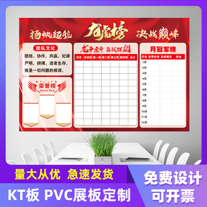 定制KT板销售PK榜龙虎榜荣誉榜公告栏文化墙业绩展示可擦写看板