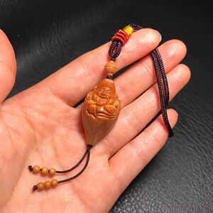 包衣如意财神大单籽单颗苏工手工橄榄核雕刻文玩手盘把件吊坠挂件