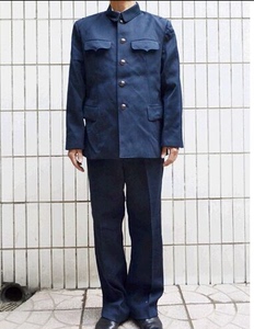 退役库存正品55式海校官藏青马裤呢冬常服 收藏老式干部中山军装