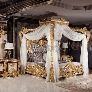 欧式大圆床奢华幔床法式宫廷实木架子床双人床别墅卧室布艺公主床