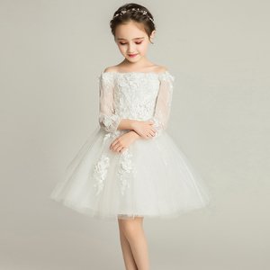 女童礼服公主裙儿童小礼服结婚花童小孩婚纱晚礼服洋气长袖洋气夏