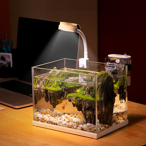 鱼缸小型桌面客厅生态过滤器懒人布景微景观套装超白玻璃缸小鱼缸