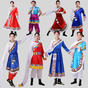 藏族服装男西藏男士舞蹈演出服逛新城少数民族藏舞台高端表演服饰