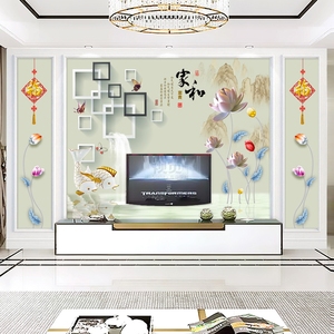 三格电视背景墙壁纸8d立体装饰客厅壁布现代简约五格自带边框壁画