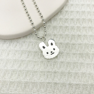 韩版儿童女孩兔子银项链999纯银圆珠链时尚可爱可刻字六一礼物