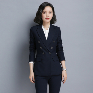 女士职业套装2018春秋新款时尚工作服女工装面试正装条纹西装套装