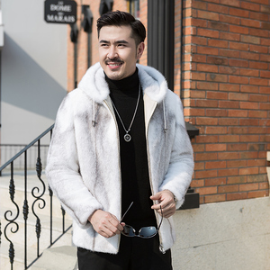 貂皮大衣男整貂新款潮款进口十字貂短款裘皮帽子彩貂水貂皮草外套