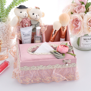 纸抽盒多功能纸巾盒可爱遥控器收纳盒客厅创意家用茶几欧式抽纸盒