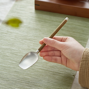 苛艺 纯银茶勺茶铲家用手工纯银茶匙茶则分茶勺银茶具茶道配件