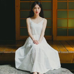 白色连衣裙女仙气质夏仙气长款吊带长裙女白裙子仙女超仙森系学生