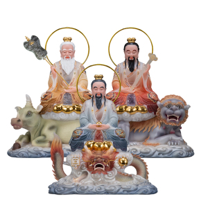 16/24寸三清道祖带坐骑骑青牛太上老君道德灵宝元始天尊神像摆件