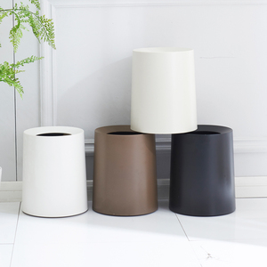 日式垃圾桶家用客厅卧室塑料12L创意圆形双层无盖厨房卫生间纸篓
