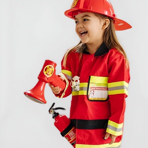 美国儿童消防员职业角色扮演服装幼儿消防队长装扮游戏服道具套装