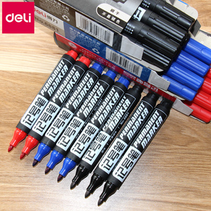 得力记号笔6881黑色粗头大容量可加墨勾线笔油性笔防水不易掉色大头笔