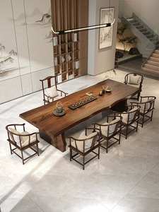 复古风禅意泡茶桌椅组合古典家用原木功夫茶台新中式办公室大板桌