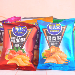 可比克薯片60g*5袋鸡肉味烧烤味牛肉味番茄味原味休闲零食品包邮