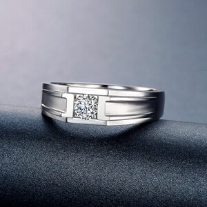 18k白金钻石男戒 pt铂金男士钻戒 正品结婚戒指婚戒对戒钻石定制