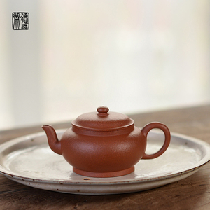 德弈斋宜兴紫砂茶壶中式复古范志忠全纯手工原矿朱砂泥扁灯宫灯