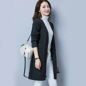 2018秋冬季新款美欧哥弟菲针织开衫女中长款毛衣外套韩版羊绒外搭