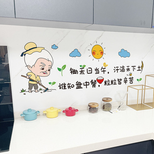食堂标语厨房防油防水贴纸自粘墙纸瓷砖贴台面保护膜墙面装饰墙贴