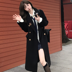 盐渍青梅东大高校jk制服正肩大衣女冬小个子学院风中长款毛呢外套