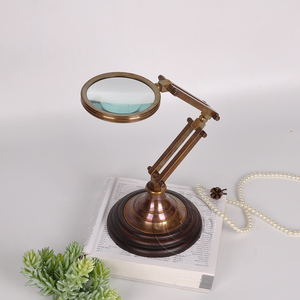 印度进口放大镜复古古董折叠欧式纯铜手工精致摆件书房办公室装饰