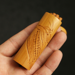 实心竹老料玉竹"金玉满堂"东阳名家邱书文本工阴刻文玩手把件竹