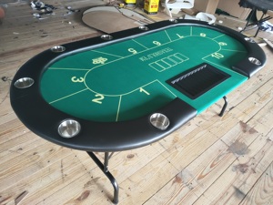 工厂直销德州扑克桌子带折叠铁脚可定制折叠德州扑克桌面布垫