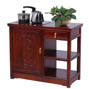 茶水柜纯净整装全实木中式茶车酒水柜镶嵌茶柜储物柜茶柜置物架