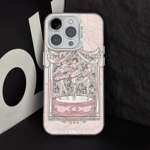 芭蕾女孩平面IMD保护套适用iPhone15promax手机壳新款苹果14高级感13/12/11女款创意华为荣耀xr卡通7plus潮流