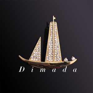 dimada迪曼达合金一帆风顺 帆船胸针胸花胸章男士西服配饰 高档