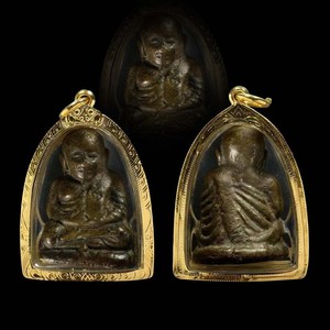 泰国特色 龙婆银2528年财佛立尊金壳带卡 男女项链吊坠