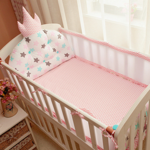 ins爆款皇冠造型床头靠垫婴儿夏季床围 纯棉宝宝夏天透气床上