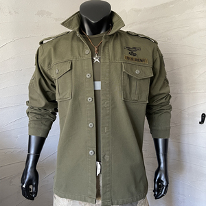 夏季男户外军迷服装101空降师美式工装衬衫纯棉军绿长袖战术衬衣