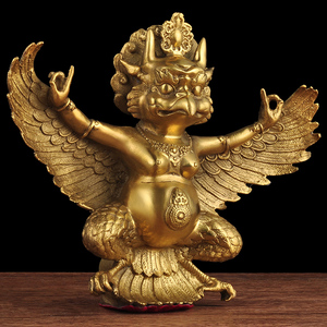 雷震子神像铜制藏传密宗金翅大鹏鸟摆件家居客厅玄关风水工艺品