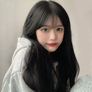 假发女长发全头套自然仿真长直发气质修脸网红空气刘海黑色假发套