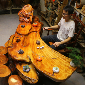 根雕茶台红椿木茶桌整体树根大型茶几实木茶桌椅组合茶海hs7045