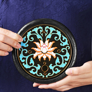 珐琅彩壶承景泰蓝壶托茶杯垫茶壶垫圆形陶瓷壶承功夫茶具配件