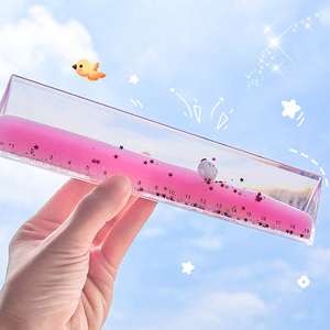 流沙三角尺可爱创意少女尺子多功能网红格尺学生用入油直尺书签尺