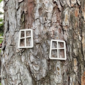 白色精灵小窗户 花园庭院树木墙面装饰摆件 创意木质工艺品装饰品